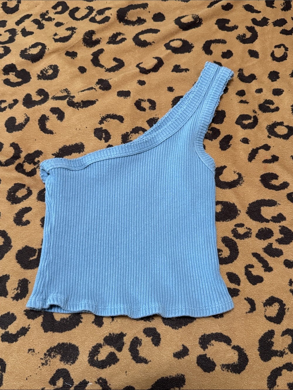 Urban Outfitters One-Shoulder Ribbed Tank Top - Light Blue